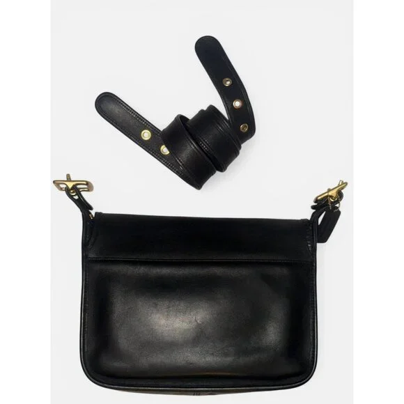 VTG Coach Patricia Legacy Bag 9951 Black Leather Brass Convertible Y2K USA + Tag - Picture 7 of 15